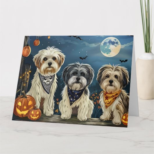 Carte Lhasa Apso Halloween Éffrayant (Devant)