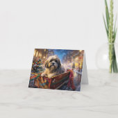 Carte Lhasa Apso Saison des Fêtes de Noël (Devant)