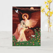Carte Lhassa Apso 4 - Angel assis (Fleur jaune)