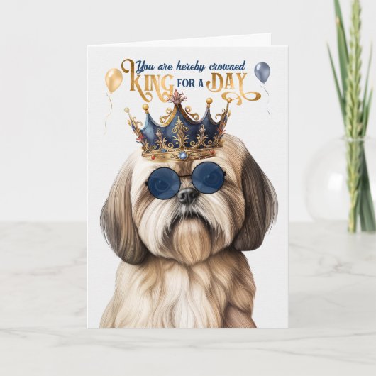Carte Lhassa Apso Chien King pour une journée d'annivers (Devant)