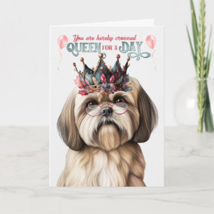 Carte Lhassa Apso Dog Queen pour une journée d'anniversa