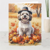 Carte Lhassa Apso En Automne Laisse L'Art Thanksgiving (Devant)
