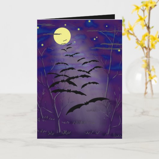 Carte L'heure ensorcelante avec pleine lune jaune et cha (Fleur jaune)