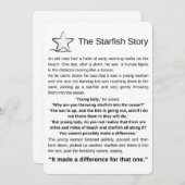 Carte L'histoire de Starfish. Poème Starfish. (Devant / Derrière)