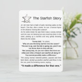 Carte L'histoire de Starfish. Poème Starfish. (Debout devant)