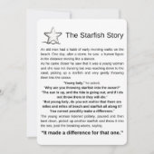 Carte L'histoire de Starfish. Poème Starfish. (Devant)