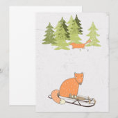 Carte L'hiver - Renard couché - Illustration (Devant / Derrière)
