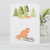 Carte L'hiver - Renard couché - Illustration (Debout devant)