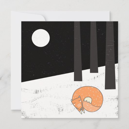 Carte L'hiver - Renard dormant - Illustration (Devant)