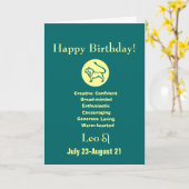 Carte L'horoscope d'anniversaire de Leo (Fleur jaune)