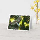 Carte Libellule bleue avec le feuille vert/citation (Fleur jaune)