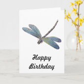 Carte Libellule bleue vintage (Fleur jaune)