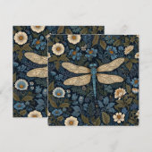 Carte Libellule bleue vintage (Devant / Derrière)