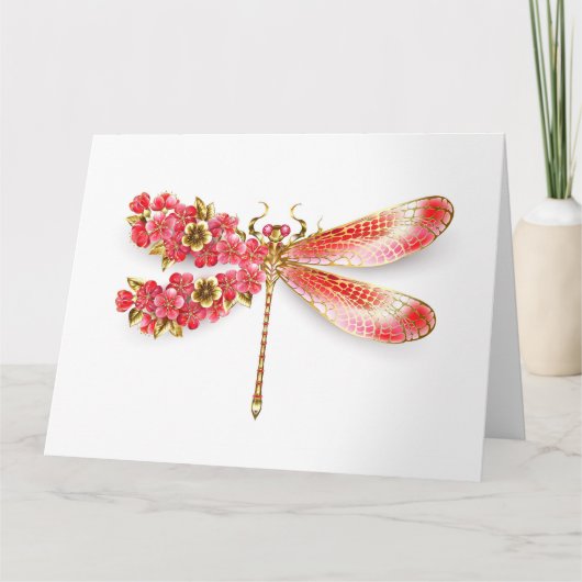 Carte libellule de fleurs avec sakura de bijoux (Devant)