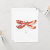 Carte libellule de fleurs avec sakura de bijoux (Devant/Arrière en situation)