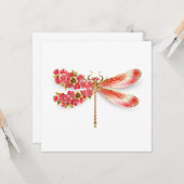 Carte libellule de fleurs avec sakura de bijoux (Devant/Arrière en situation)