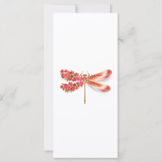 Carte libellule de fleurs avec sakura de bijoux (Devant)