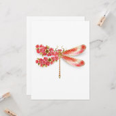 Carte libellule de fleurs avec sakura de bijoux (Devant/Arrière en situation)