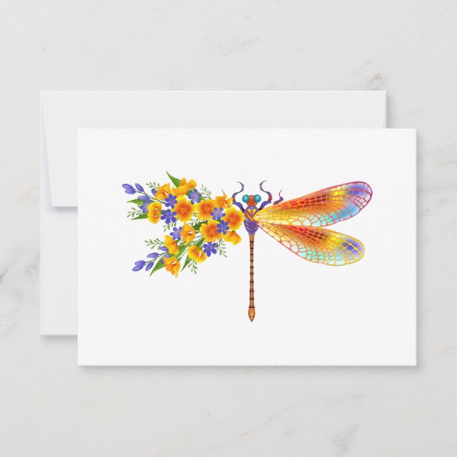 Carte libellule de fleurs jaunes (Devant)