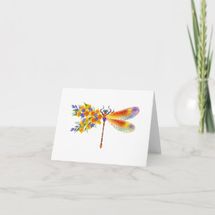Carte libellule de fleurs jaunes
