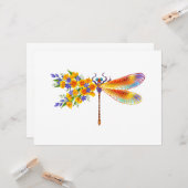 Carte libellule de fleurs jaunes (Devant/Arrière en situation)