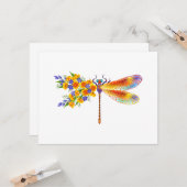 Carte libellule de fleurs jaunes (Devant/Arrière en situation)