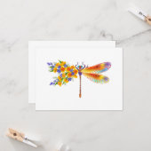 Carte libellule de fleurs jaunes (Devant/Arrière en situation)