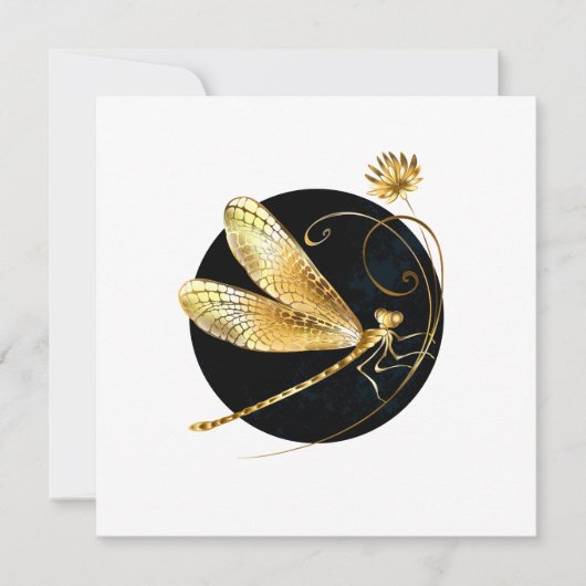 Carte libellule d'or en cercle noir (Devant)