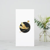 Carte libellule d'or en cercle noir (Debout devant)