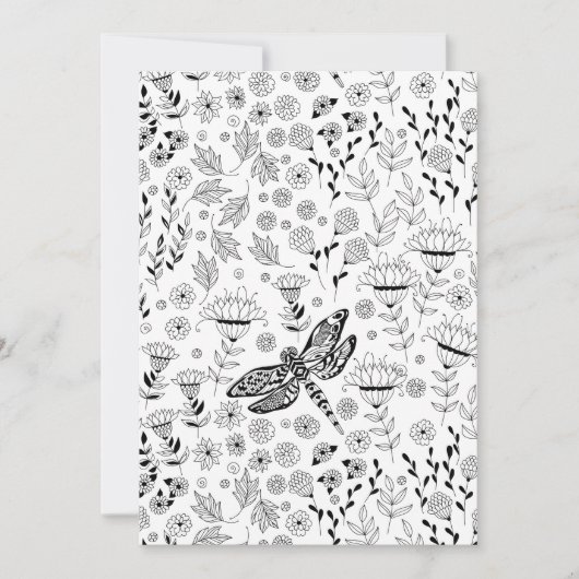 Carte Libellule et fleurs (Devant)