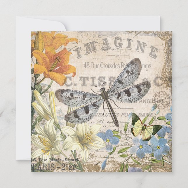 Carte libellule française vintage (Devant)