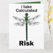 Carte Libellule je prends un risque calculé drôle (Fleur jaune)
