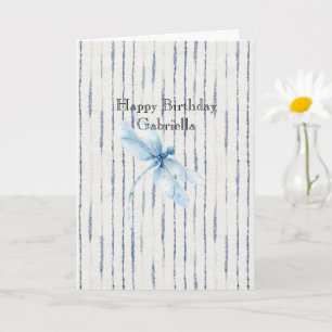 Carte Libellule Rayures Bleu Blanc Croire