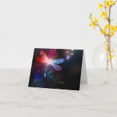 Carte libellule rouge brillante (Fleur jaune)