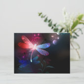 Carte libellule rouge brillante (Debout devant)