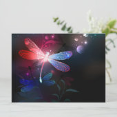 Carte libellule rouge brillante (Debout devant)