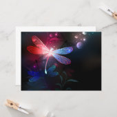 Carte libellule rouge brillante (Devant/Arrière en situation)