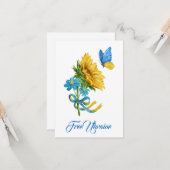 Carte Libérez Ukraine Tournesol & Papillon (Devant/Arrière en situation)