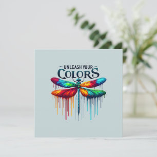Carte Libérez vos couleurs - libellule artistique