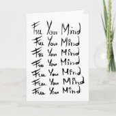 Carte LIBÉREZ VOTRE ESPRIT ! Citation calligraphie motiv (Devant)