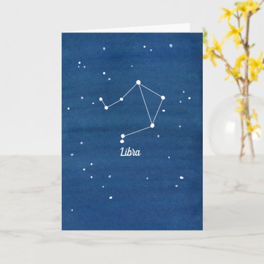 Carte Libra Constellation Joyeux Ami d'anniversaire (Fleur jaune)