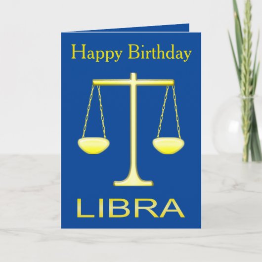 Carte Libra Golden Scales Star Sign Custom Anniversaire (Devant)