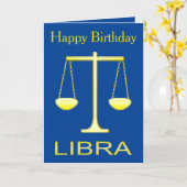 Carte Libra Golden Scales Star Sign Custom Anniversaire (Fleur jaune)