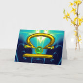 Carte LIBRA Green Emerald & Gold Zodiac Anniversaire (Fleur jaune)