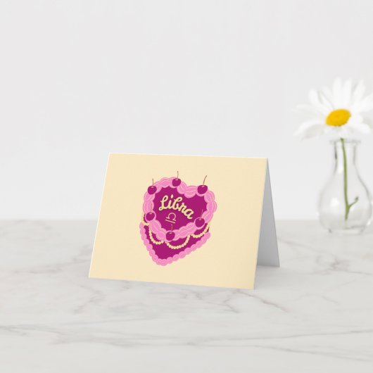 Carte Libra Zodiac Pastel Coeur gâteau d'anniversaire (Petite plante)