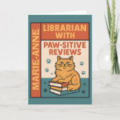 Carte Librarian With Paw-sitive Reviews Cat & Book Lover (Devant)