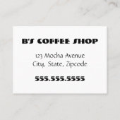 Carte libre de fidélité de café-restaurant de café (Dos)