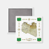 Carte Libye + Magnet des drapeaux (Recto/Verso)
