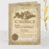 Carte Licence de mariage vintage (Fleur jaune)