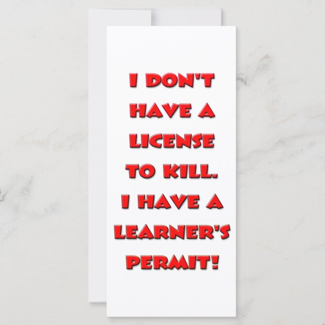 Carte Licence pour tuer du texte (Devant)